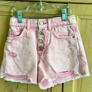 Zara girls pink jean shorts, size 9